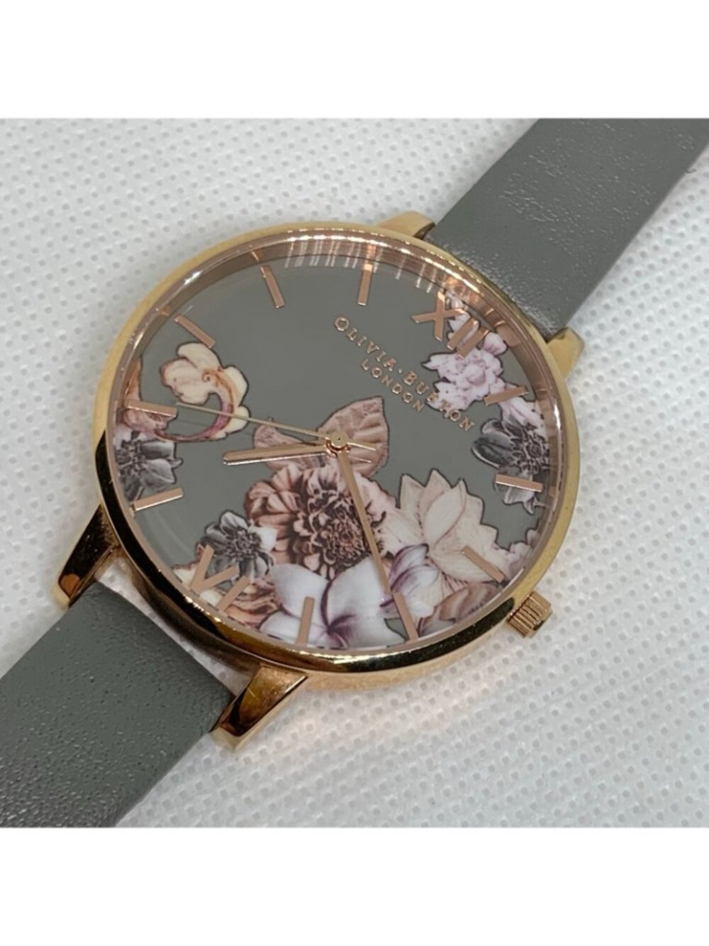 Olivia Burton women watch grey floral dial rose gold tone 38mm leather running - Picture 8 of 8